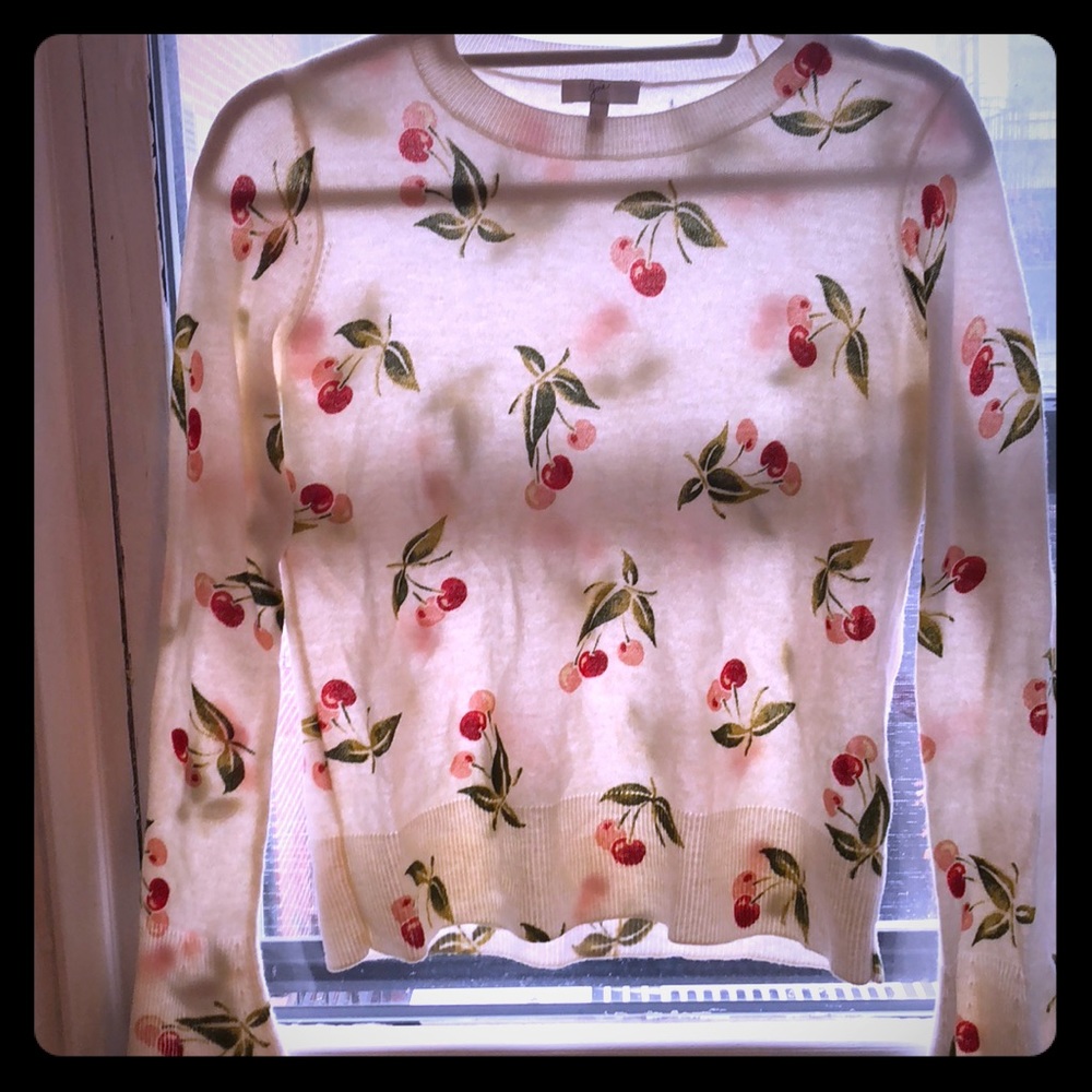 Cashmere cherry print sweater